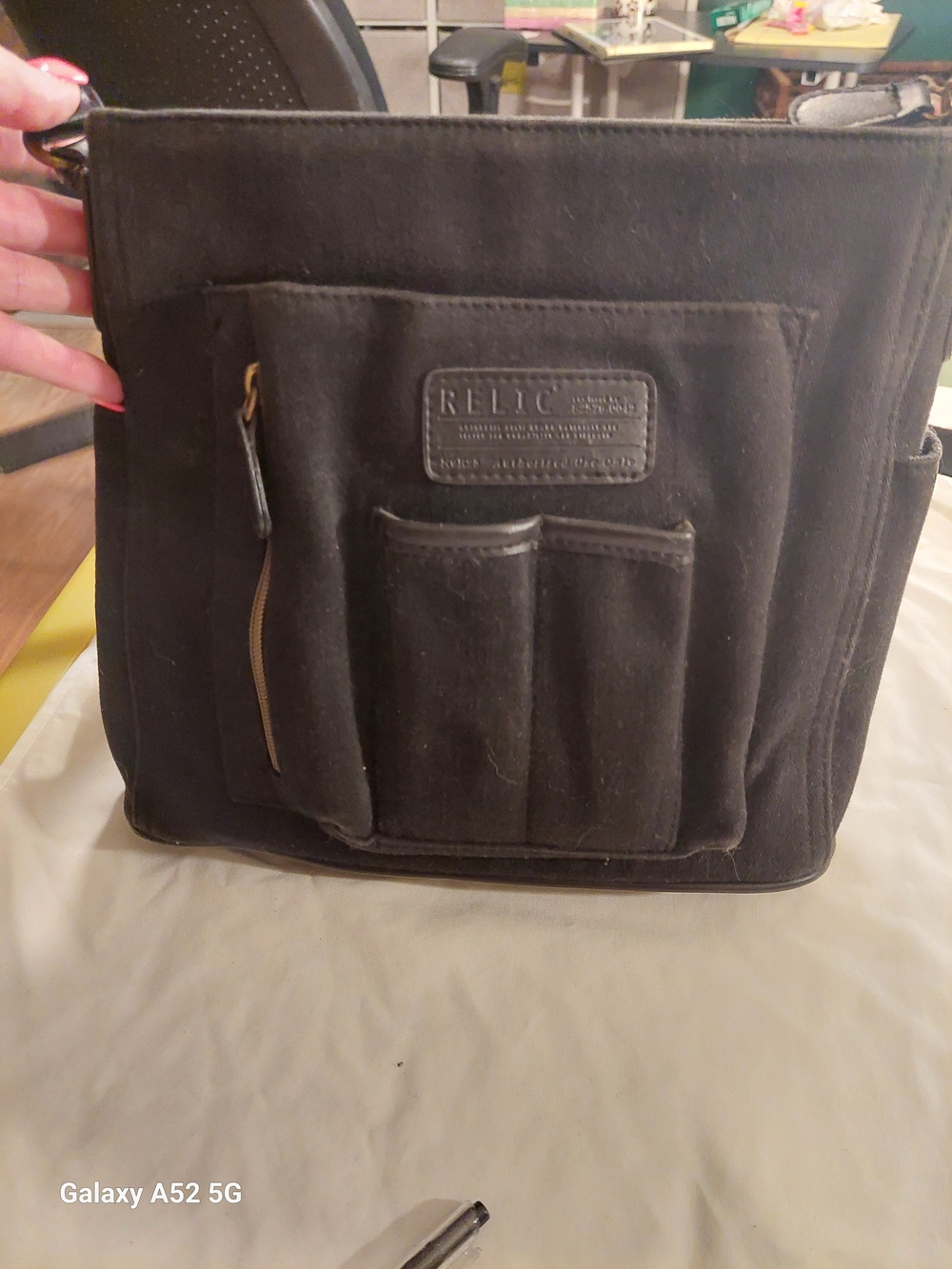 Relic Black Canvas Front-Pocket Hobo Bag
